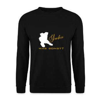 Yorkshire Terrier Yorkie was sonst Silhouette - Unisex Pullover - Schwarz - Vorne - Alina (178cm) & Michal (187cm)