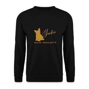 Yorkshire Terrier Yorkie was sonst Silhouette - Unisex Pullover - Schwarz - Vorne - Alina (178cm) & Michal (187cm)