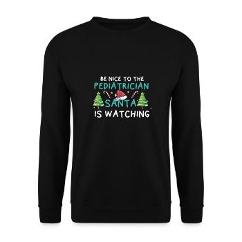 Be Nice Kinderarzt Medizin Weihnachten Santa - Unisex Pullover - Schwarz - Vorne - Alina (178cm) & Michal (187cm)