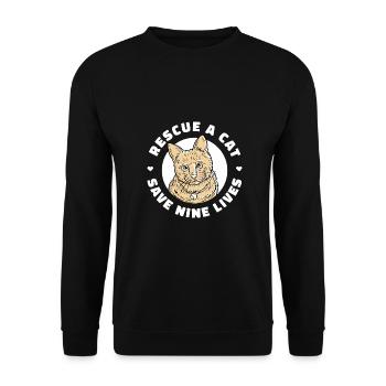 Rescue A Cat Save Nine Lives Cat Owner Animals Kit - Unisex Pullover - Schwarz - Vorne - Alina (178cm) & Michal (187cm)