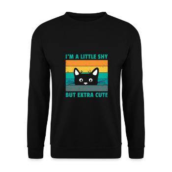 I'm A Little Shy But Extra Cute Retro Cat Lover Ca - Unisex Pullover - Schwarz - Vorne - Alina (178cm) & Michal (187cm)