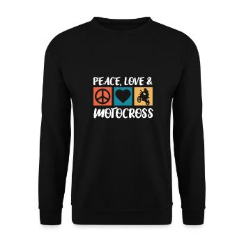 Peace Love Motocross Motorrad Biker Motorsport - Unisex Pullover - Schwarz - Vorne - Alina (178cm) & Michal (187cm)