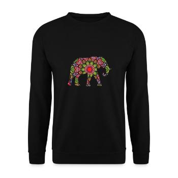 Thailand Elefanten Tier Geschenk Mandala Elefant - Unisex Pullover - Schwarz - Vorne - Alina (178cm) & Michal (187cm)