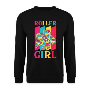 Roller Girl 70s 80s Retro Roller Skating - Unisex Sweatshirt - black - Front - Alina (178cm) & Michal (187cm)