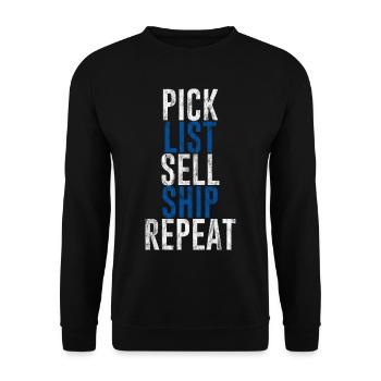 Pick List Sell Ship Repeat 4 - Unisex Pullover - Schwarz - Vorne - Alina (178cm) & Michal (187cm)