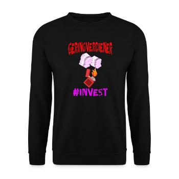Geld Motivation Profit Gewinn Performance Rendite - Unisex Pullover - Schwarz - Vorne - Alina (178cm) & Michal (187cm)