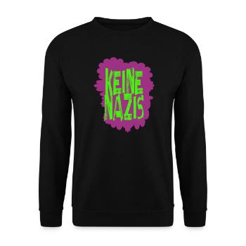 AfD stoppen gegen rechts Demokratie Vielfalt links - Unisex Pullover - Schwarz - Vorne - Alina (178cm) & Michal (187cm)
