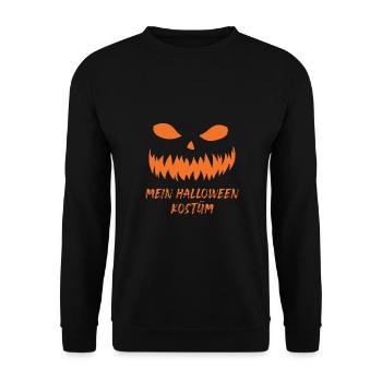 Mein Halloween Party Kostüm Kürbis Gesicht - Unisex Pullover - Schwarz - Vorne - Alina (178cm) & Michal (187cm)