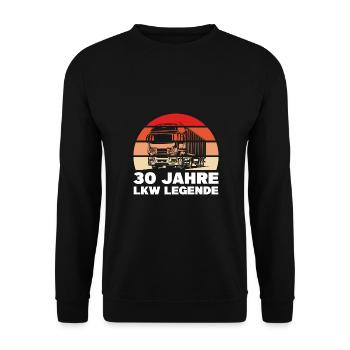 30. Geburtstag Geschenk LKW Fahrer - Unisex Pullover - Schwarz - Vorne - Alina (178cm) & Michal (187cm)