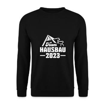 Team Hausbau Bauherrin Bauherr Bauhelfer - Unisex Pullover - Schwarz - Vorne - Alina (178cm) & Michal (187cm)