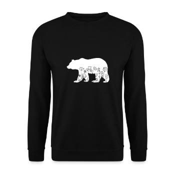 Mignon Ours Amoureux Animaux Fleurs Floral - Sweat-shirt Unisexe - noir - Devant - Alina (178cm) & Michal (187cm)