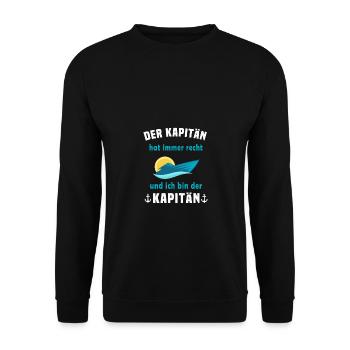 Der Kapitän hat immer Recht und ich bin der - Unisex Pullover - Schwarz - Vorne - Alina (178cm) & Michal (187cm)