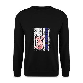 Axolotl America 4 juillet Jour de l’indépendance - Sweat-shirt Unisexe - noir - Devant - Alina (178cm) & Michal (187cm)