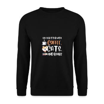 Life is better with a Coffee Cats and Books Cat - Unisex Sweatshirt - black - Front - Alina (178cm) & Michal (187cm)