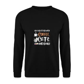 Life is better with a Coffee Cats and Books Cat - Unisex Sweatshirt - black - Front - Alina (178cm) & Michal (187cm)