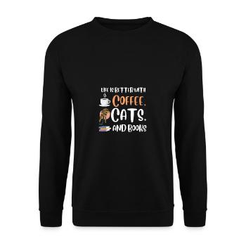 Life is better with a Coffee Cats and Books Cat - Unisex Sweatshirt - black - Front - Alina (178cm) & Michal (187cm)