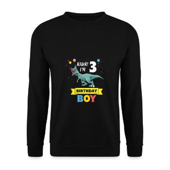 Kids 3 Year Old Shirt 3rd Birthday Boy T Rex - Unisex Sweatshirt - black - Front - Alina (178cm) & Michal (187cm)