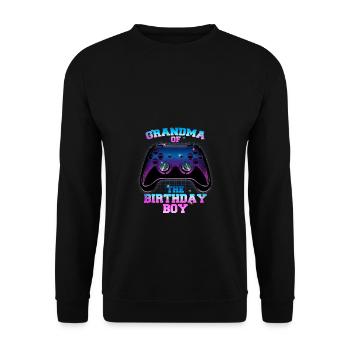 Joystick Grandma Of The Birthday Boy Controller - Unisex Sweatshirt - black - Front - Alina (178cm) & Michal (187cm)