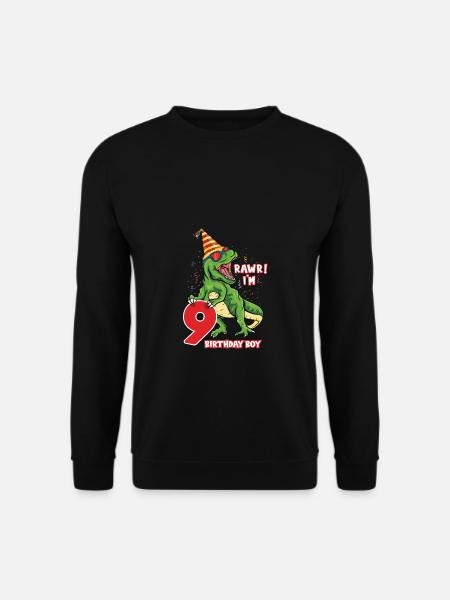 Rawr i'm 9 Birthday Boy Dinosaur Saurus Lover - Unisex Sweatshirt - black