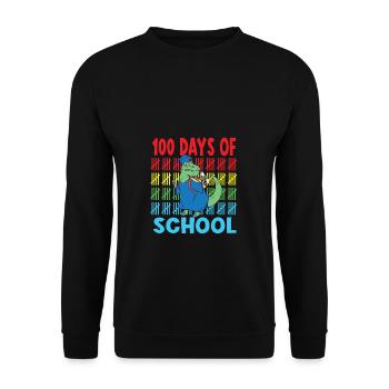 100 jours d’école dinosaure Saur T Rex - Sweat-shirt Unisexe - noir - Devant - Alina (178cm) & Michal (187cm)