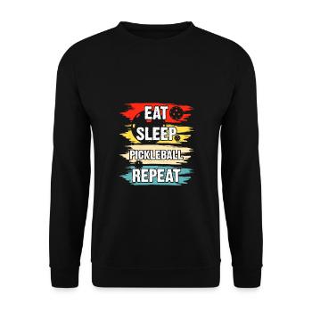 Eat Sleep Pickleball repeat - Unisex Pullover - Schwarz - Vorne - Alina (178cm) & Michal (187cm)