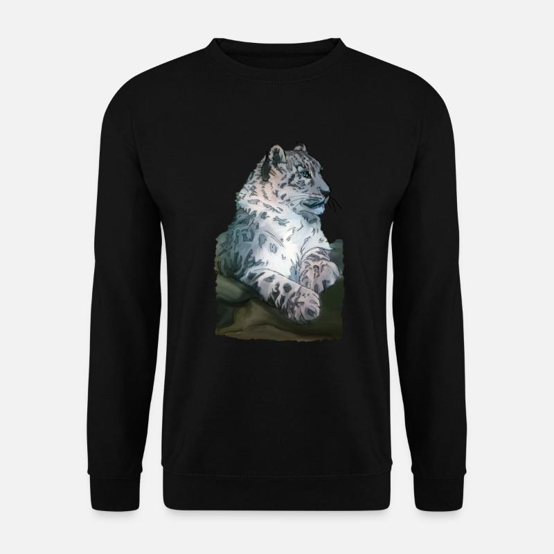 Schneeleopard liegend - Unisex Pullover - Schwarz
