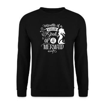 WASSERNIXEN SEEFRAU MEERFRAU NIXEN NIXE MOTIV SEE - Unisex Pullover - Schwarz - Vorne - Alina (178cm) & Michal (187cm)