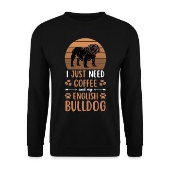 Bulldog anglais Café Rétro - Sweat-shirt Unisexe - noir - Devant - Alina (178cm) & Michal (187cm)