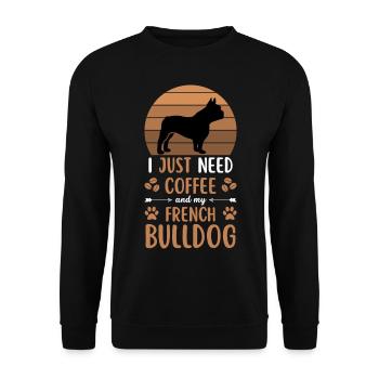 Bouledogue Français Café Retro Dog Cafe - Sweat-shirt Unisexe - noir - Devant - Alina (178cm) & Michal (187cm)