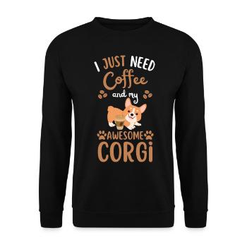 Sweet Welsh Corgi Coffee Dog Cafe kawaii - Sweat-shirt Unisexe - noir - Devant - Alina (178cm) & Michal (187cm)