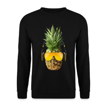 Ananas mit Kopfhörer - Unisex Pullover - Schwarz - Vorne - Alina (178cm) & Michal (187cm)