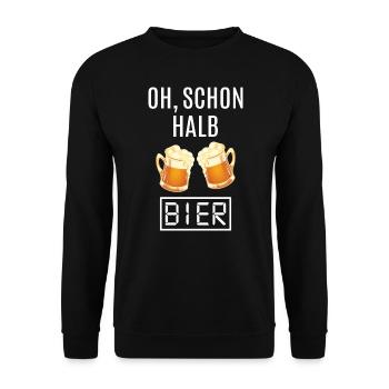 Bier Uhr Bierkrug lustige Sprüche Spruch witzig - Unisex Pullover - Schwarz - Vorne - Alina (178cm) & Michal (187cm)