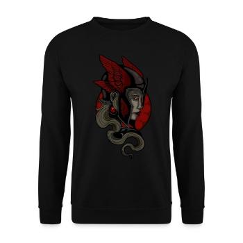 Shield Maiden Viking Wikinger Walküre Valkyrie - Unisex Pullover - Schwarz - Vorne - Alina (178cm) & Michal (187cm)