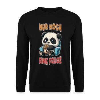 Serienjunkie Serienmarathon Panda Popcorn Couch - Unisex Pullover - Schwarz - Vorne - Alina (178cm) & Michal (187cm)