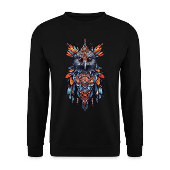 Raven Bohemian Feather & Magic Spirit Bird Design - Sweat-shirt Unisexe - noir - Devant - Alina (178cm) & Michal (187cm)