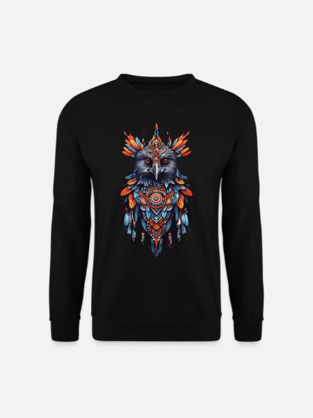 Rabe Bohemian Feder & Magie Spirit Vogel Design - Unisex Pullover - Schwarz