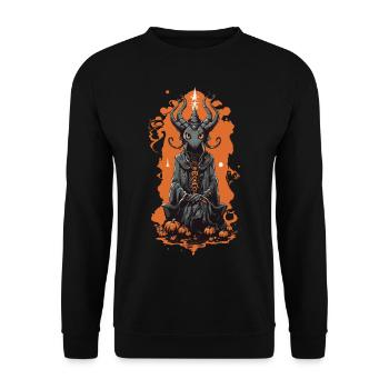 Magischer Halloween Dämon Magier - Unisex Pullover - Schwarz - Vorne - Alina (178cm) & Michal (187cm)