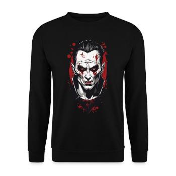 Retro Ghul Vampir Gothic Nacht Halloween Design - Unisex Pullover - Schwarz - Vorne - Alina (178cm) & Michal (187cm)