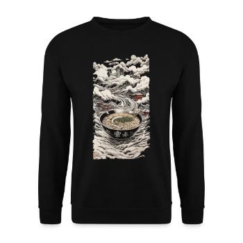 Japan Ukiyo-E Ramen Streetwear Retro Design - Unisex Sweatshirt - black - Front - Alina (178cm) & Michal (187cm)