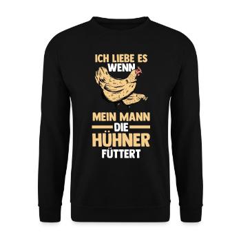 Huhn Hühnerstall Bauernhof Bauer Landwirt Hühner - Unisex Pullover - Schwarz - Vorne - Alina (178cm) & Michal (187cm)