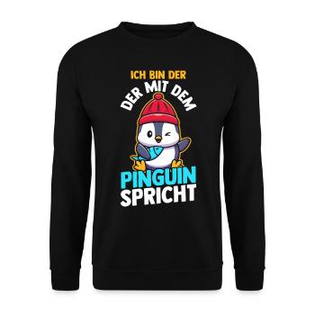 Pinguin - Unisex Pullover - Schwarz - Vorne - Alina (178cm) & Michal (187cm)