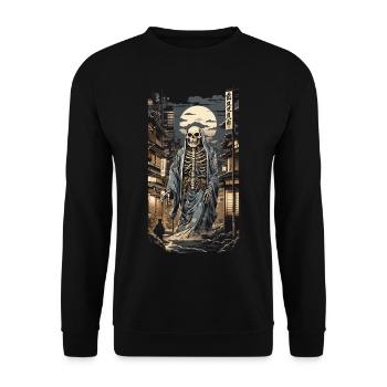 Ukiyo-E Yokai Skeleton Demon Edo Vintage Design - Unisex Sweatshirt - black - Front - Alina (178cm) & Michal (187cm)