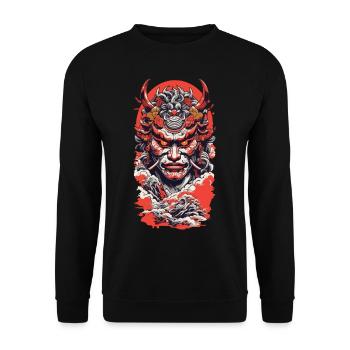 Japan Oni Demons Retro Tokyo Manga Design - Unisex Sweatshirt - black - Front - Alina (178cm) & Michal (187cm)