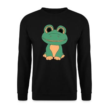 Süßer Frosch - Unisex Pullover - Schwarz - Vorne - Alina (178cm) & Michal (187cm)