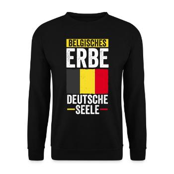 Belgier Belgisch Deutsches Herz Belgien - Unisex Pullover - Schwarz - Vorne - Alina (178cm) & Michal (187cm)