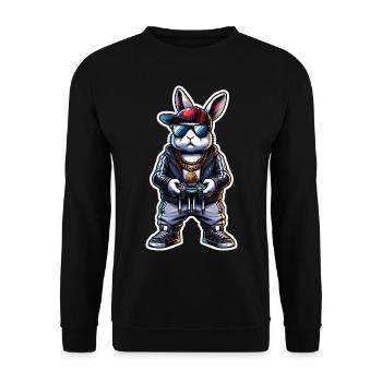 Cool Gamer Bunny avec manette et lunettes de soleil - Sweat-shirt Unisexe - noir - Devant - Alina (178cm) & Michal (187cm)