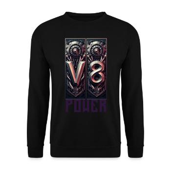 V8 Power - Unisex Sweatshirt - black - Front - Alina (178cm) & Michal (187cm)