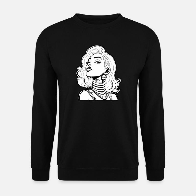 Grafik Motiv "Comic Gesicht" - Unisex Pullover - Schwarz