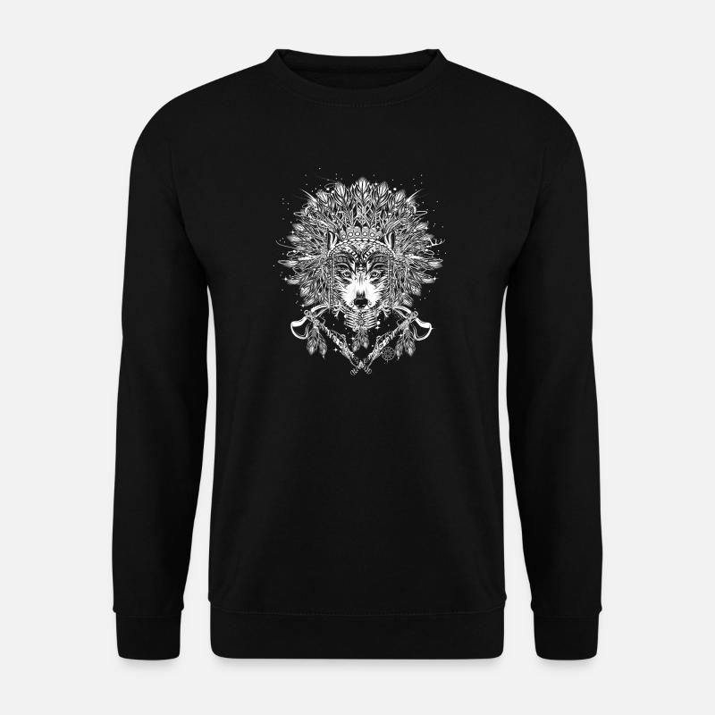 Chef loup avec couvre-chef - Sweat-shirt Unisexe - noir
