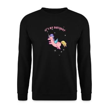 unicorn birthday unicorn birthday mystical fee - Unisex Sweatshirt - black - Front - Alina (178cm) & Michal (187cm)